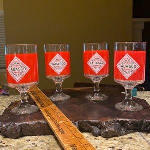 Vintage Tabasco Cocktail  Bloody Mary Stemmed Glasses Set Of 4  McIlhenny Co.